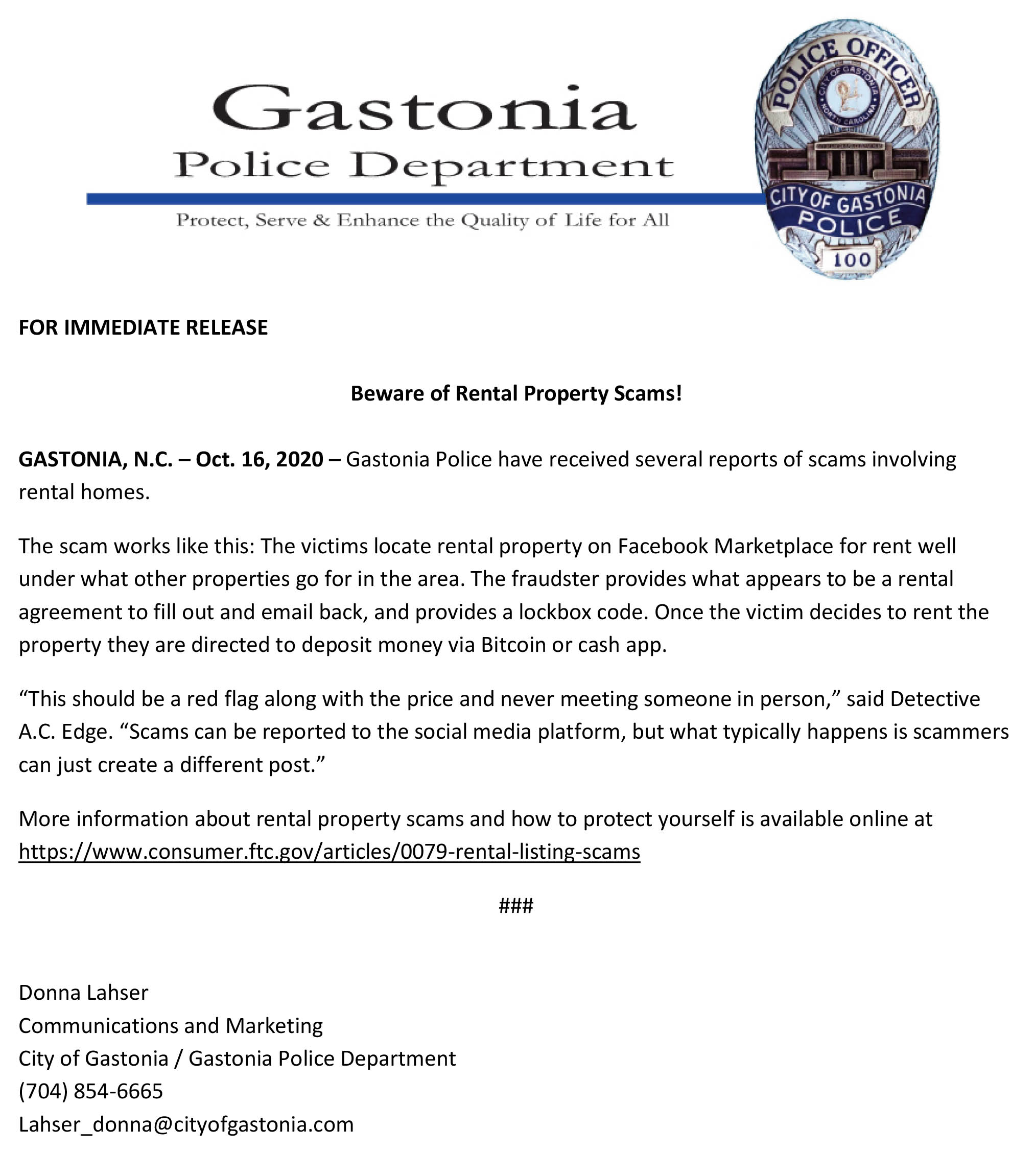 Beware of Rental Property Scams