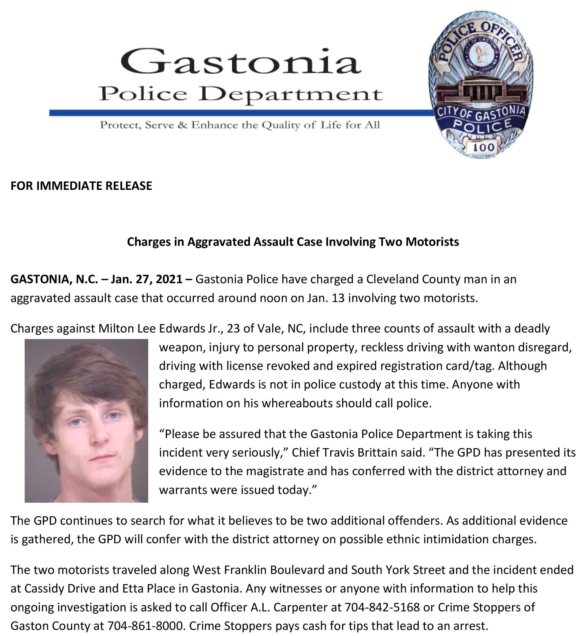 Charges in Aggravated Assault Case Involving Two Motorists social media version
