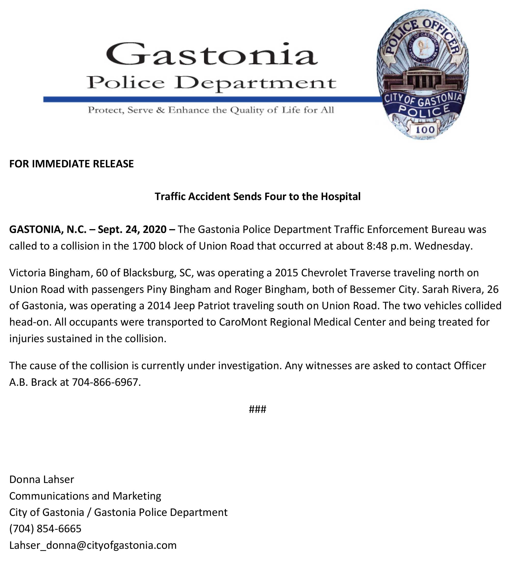 NR 2020 09 24 Traffic Accident Union Road