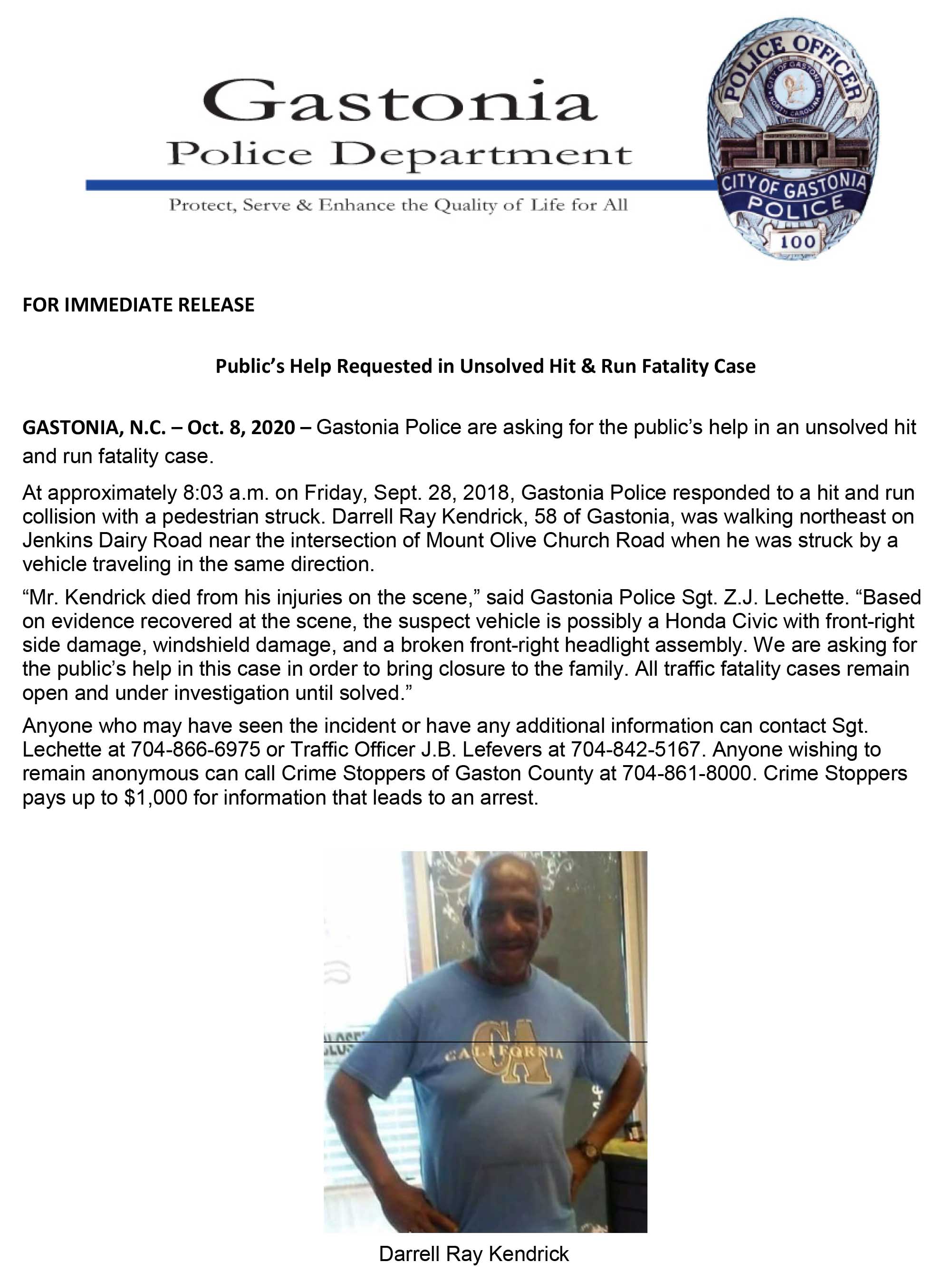 NR 2020 10 08 Unsolved Hit Run Fatality