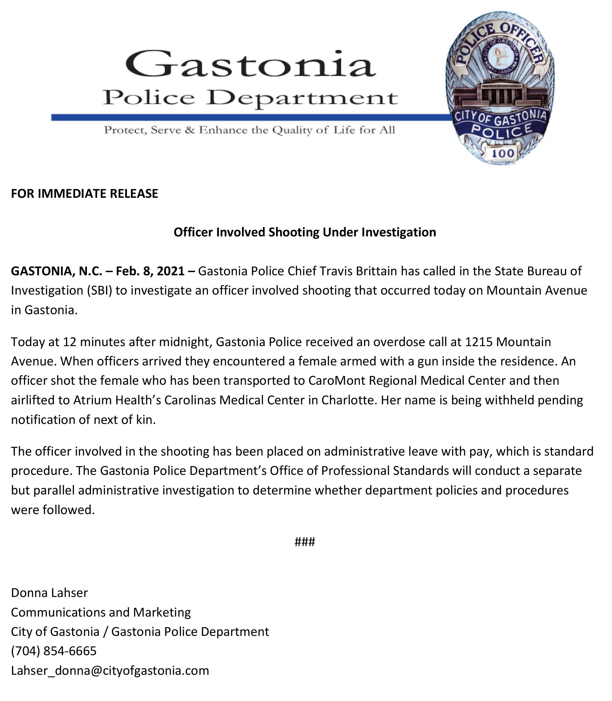 Officer Involved Shooting Under Investigation web