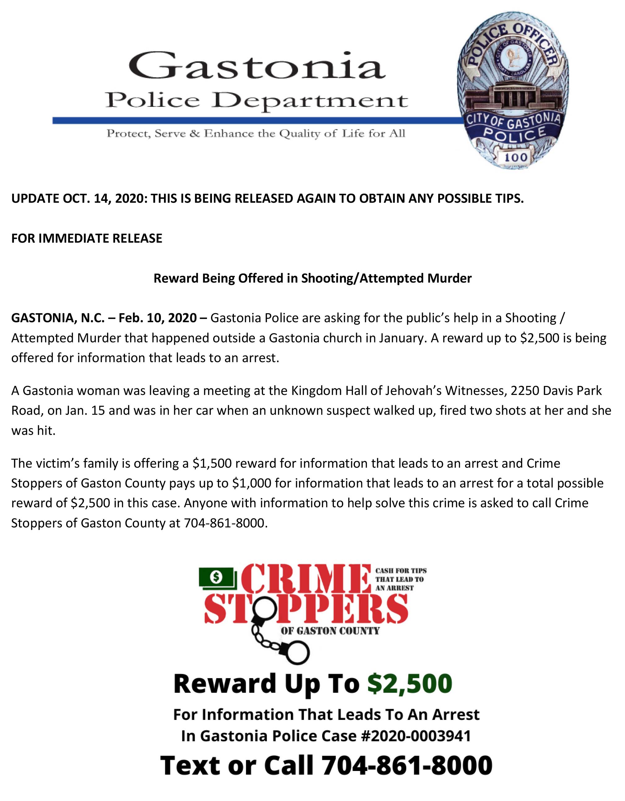 REWARD Help Police with Tips in Attempted Murder WEB