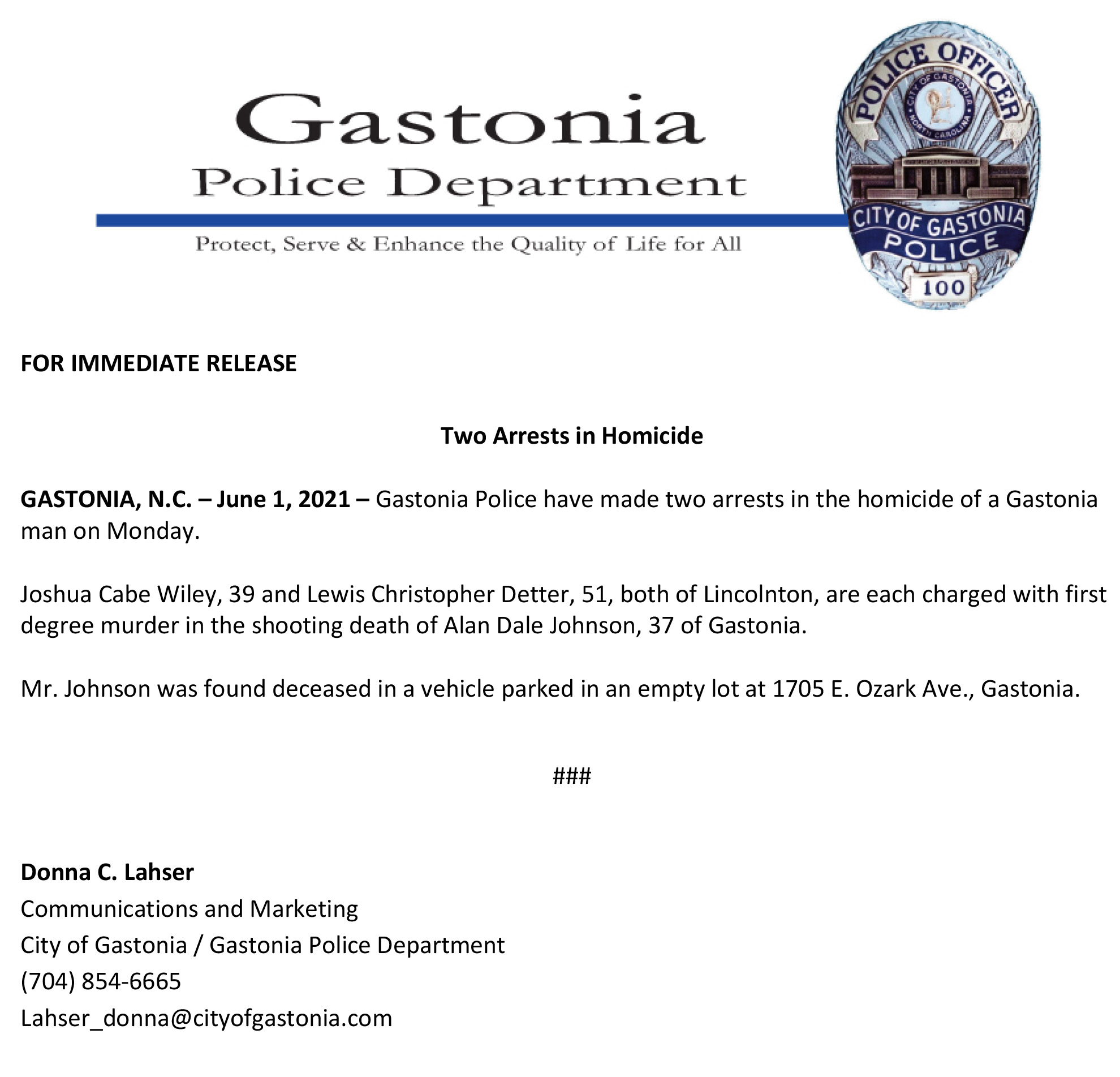 Two Arrests in Shooting Homicide