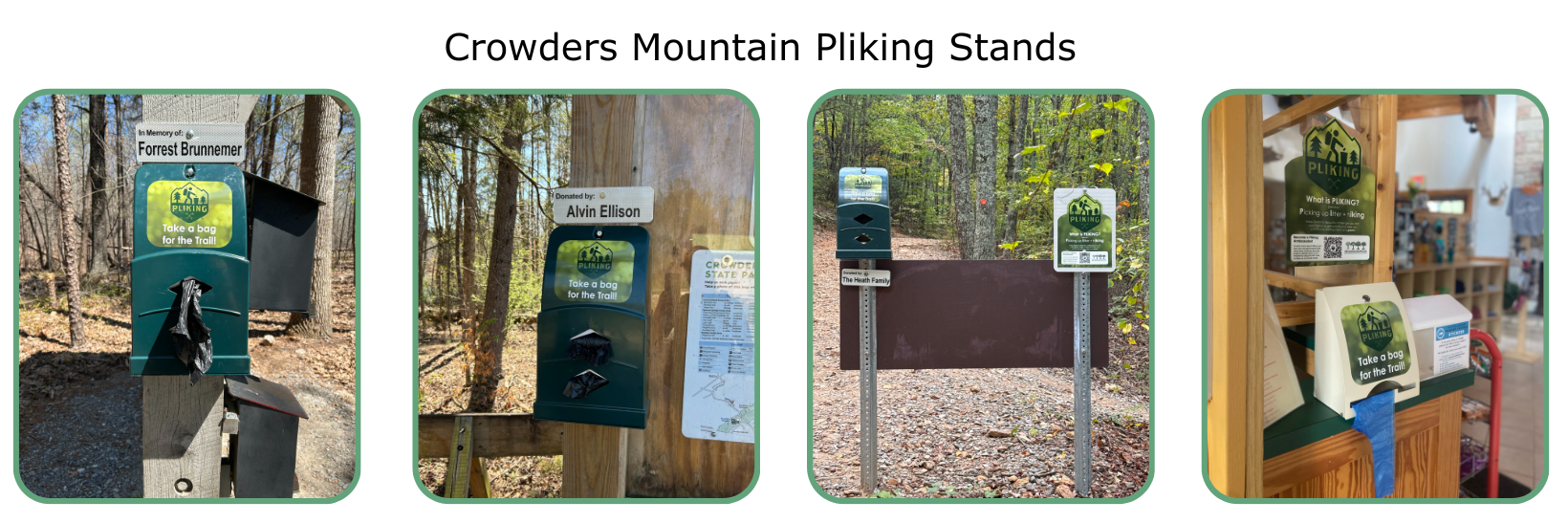 pictures of pliking stands at Crowders Mountain